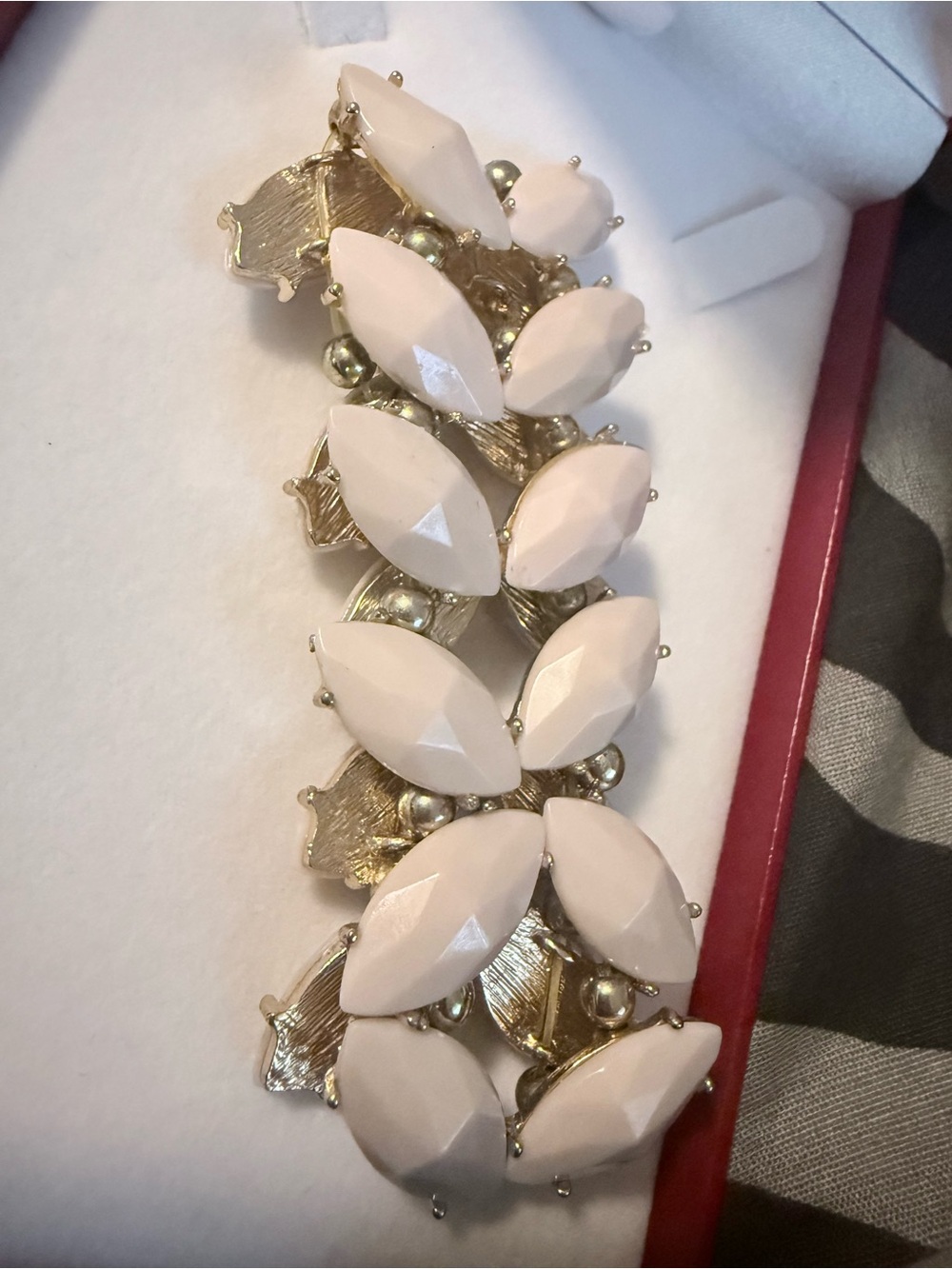 Gold-Plated Bracelet with Pale Pink Marquise Stones